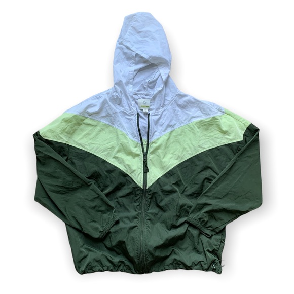 aerie Jackets & Coats Offline By Aerie Green And White Windbreaker